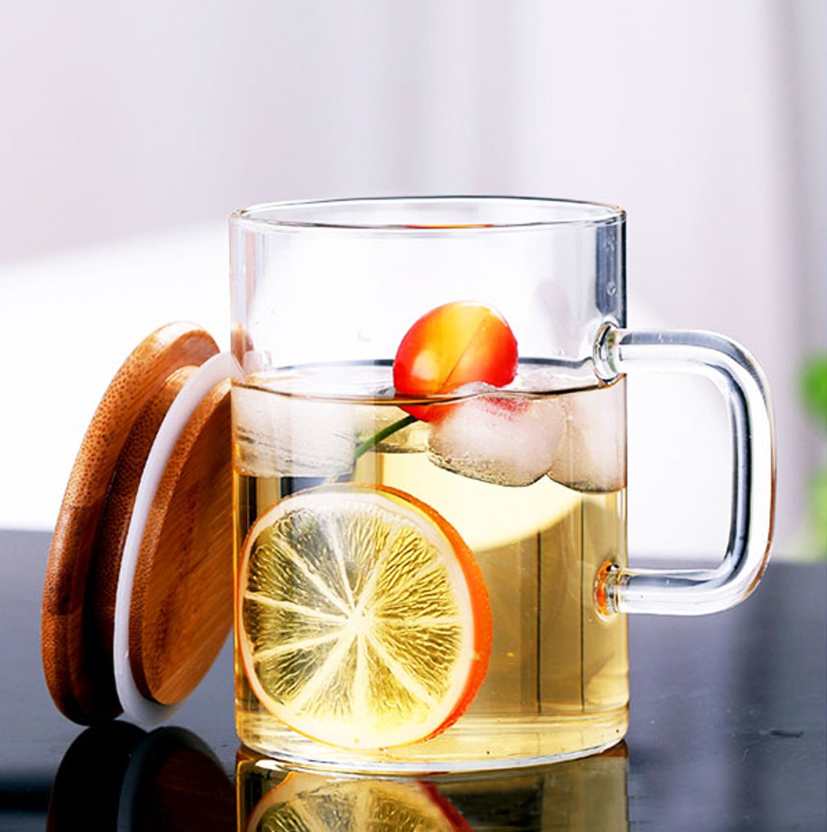 Glass Mug with Bamboo Lid